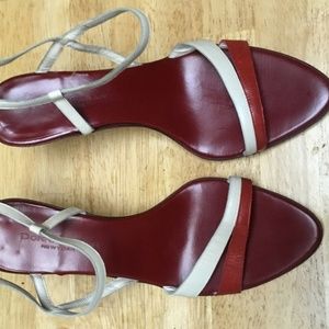 Donna Karen luxury line all leather heels red 8